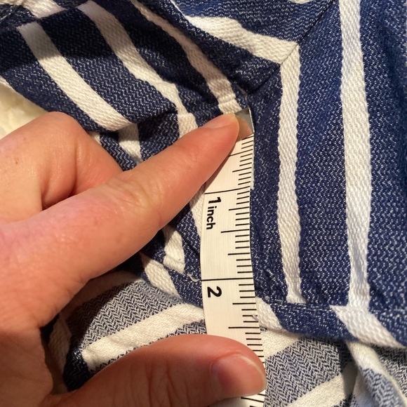 TAKARA Blue and White Striped Nautical High Waisted Tie Front Shorts 100% Cotton - Picture 12 of 13